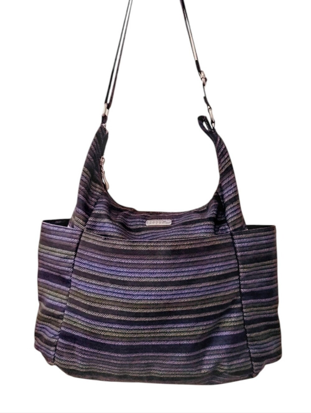 Baggallini Multi Striped Hobo Travel Tote Crossbody Bag
